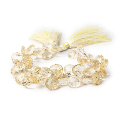 8-11mm Heliodor Faceted Heart Beads 8 inch 48 pieces AA