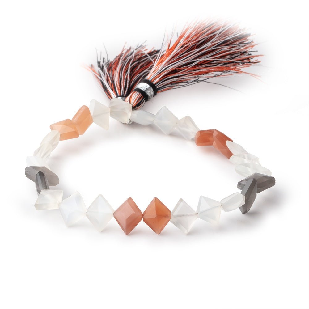 8-11mm  Moonstone Side Drilled Faceted Kite Beads 8 inch 26 pcs