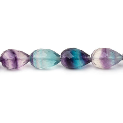 8-11mm Multi Color Fluorite Straight Drill Tear Drop 7.25 inch 19 Beads