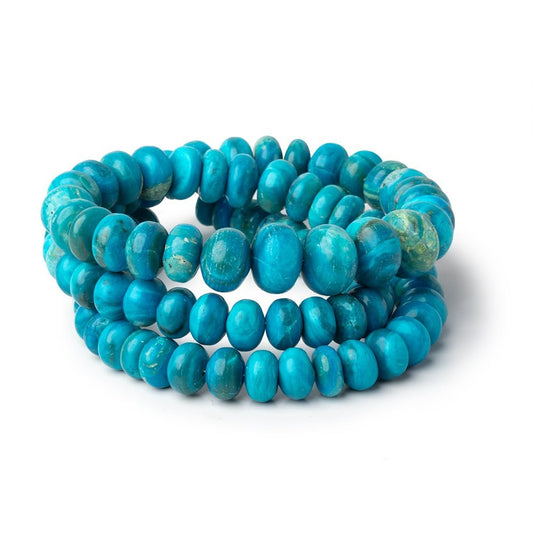 8-11mm Peruvian Blue Opalina Plain Rondelles 20 inch 97 Beads AA