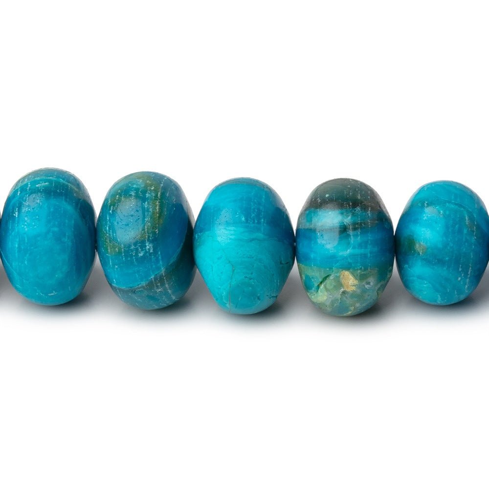 8-11mm Peruvian Blue Opalina Plain Rondelles 20 inch 97 Beads AA