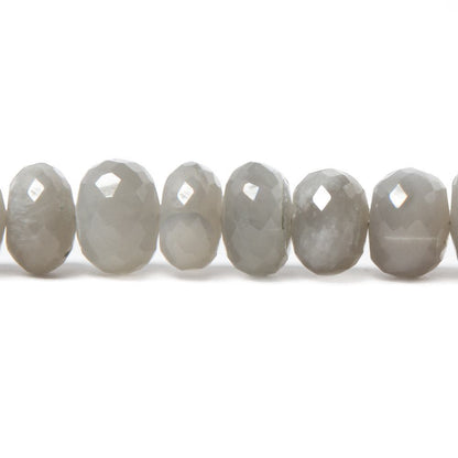 8-11mm Platinum Grey Moonstone faceted rondelles 15 inch 70 beads