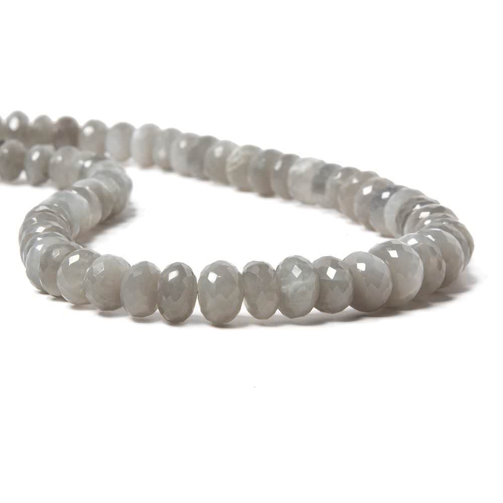 8-11mm Platinum Grey Moonstone faceted rondelles 15 inch 70 beads