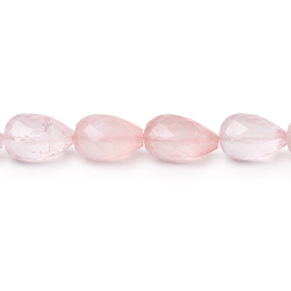 8-11mm Rose Quartz Straight Drill Tear Drop 7.25 inch 19 Beads