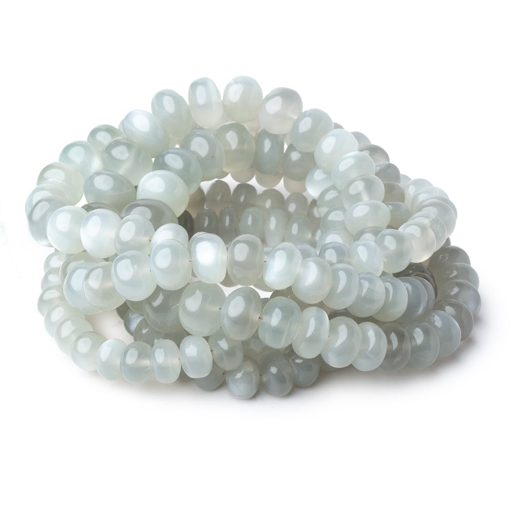 8-11mm Sage Moonstone plain rondelles 16 inch 58 beads A