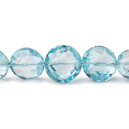 8-11mm Sky Blue Topaz Faceted Coin Beads 16 inch 45 pieces AAA