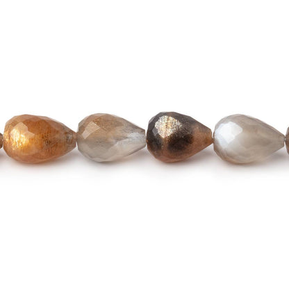8-11mm Sunstone & Moonstone Straight Drill Tear Drop 7.25 in 19 Beads