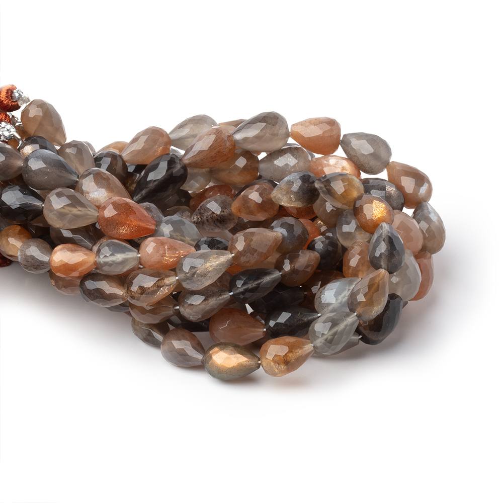 8-11mm Sunstone & Moonstone Straight Drill Tear Drop 7.25 in 19 Beads