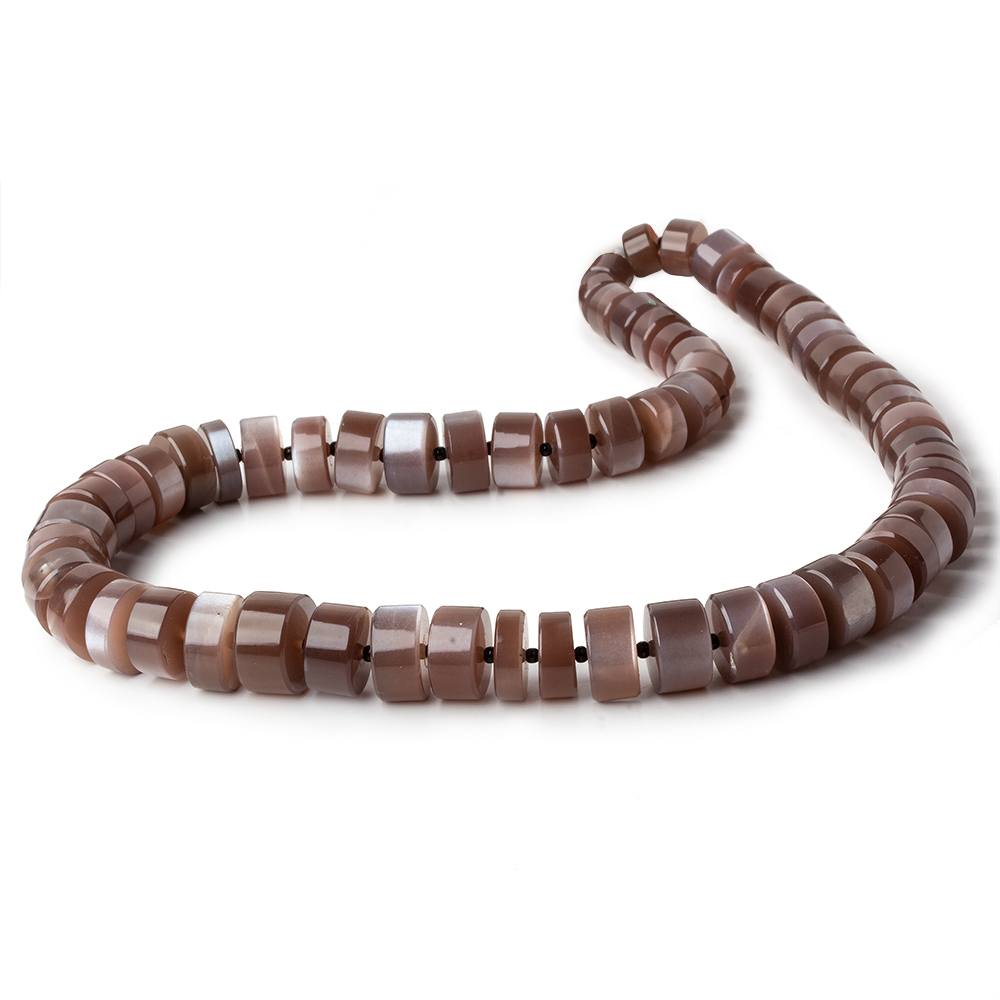 8-12.5mm Chocolate Brown Moonstone plain heshi beads 14 inch 50 pieces