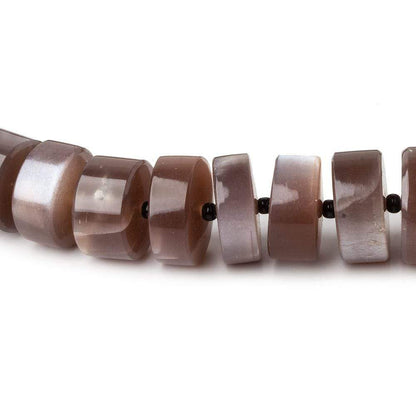 8-12.5mm Chocolate Brown Moonstone plain heshi beads 14 inch 50 pieces