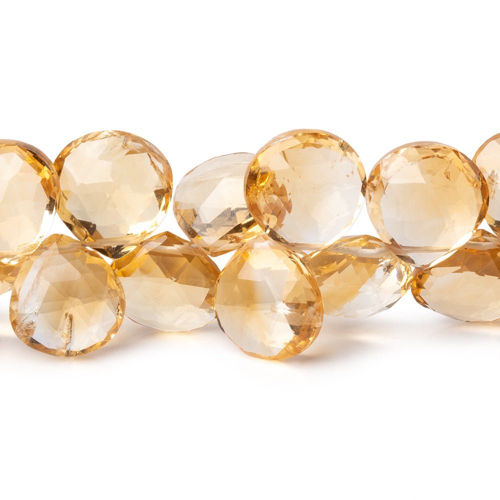 8-12mm Citrine Faceted Heart Beads 7.5 inch 38 pieces