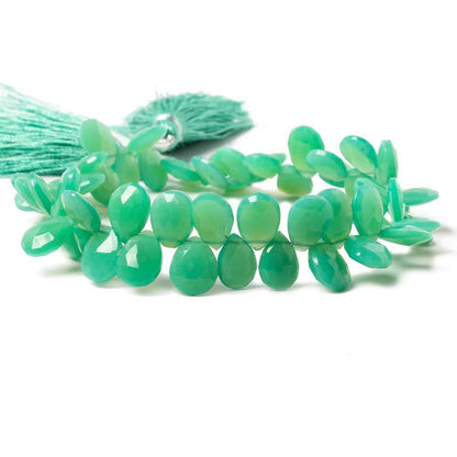 8-12mm Green Chalcedony Faceted Pear Beads 8 inch 55 pieces