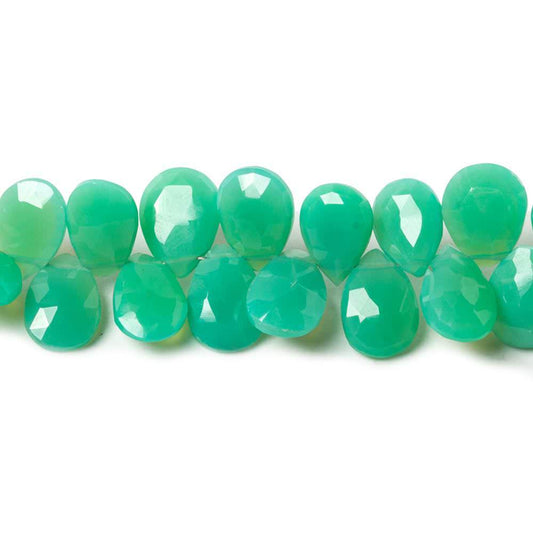 8-12mm Green Chalcedony Faceted Pear Beads 8 inch 55 pieces
