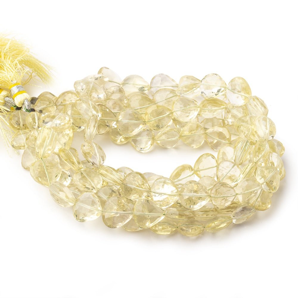 9-13mm Lemon Quartz Faceted Heart Beads 16 inch 42 pieces