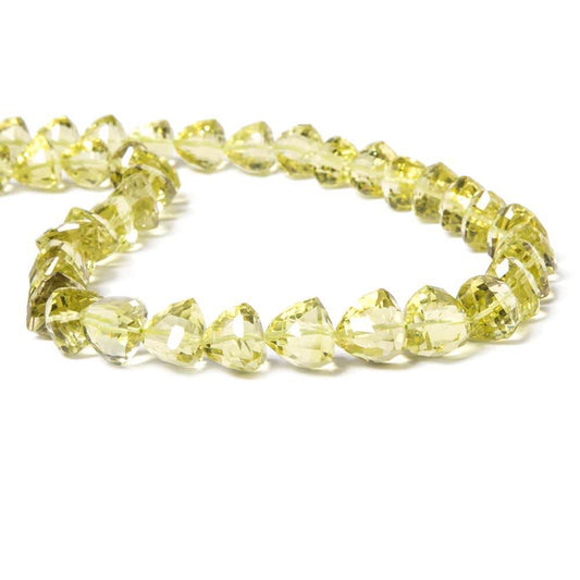 6-12mm Lemon Quartz Straight Drill Trillion Beads AAA 16 inch 52 pieces