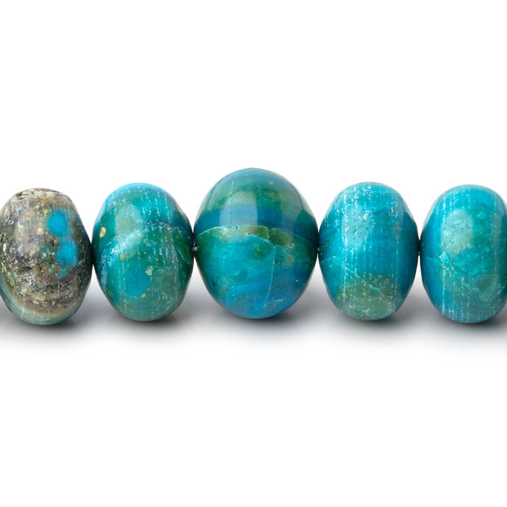 8-12mm Peruvian Blue Opalina Plain Rondelles 20 inch 90 Beads AA