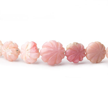 8-12mm Pink Peruvian Opal Carved Coin Beads 16 inch 48 pieces