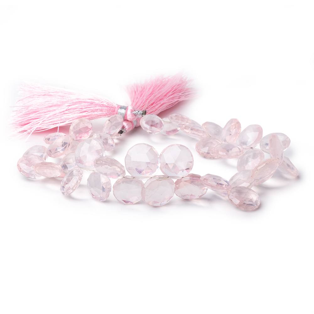 8-12mm Rose Quartz Top Drilled Faceted Coins 8 inch 42 Beads