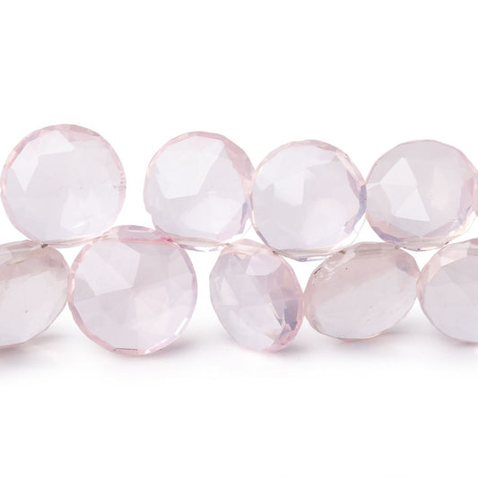 8-12mm Rose Quartz Top Drilled Faceted Coins 8 inch 42 Beads