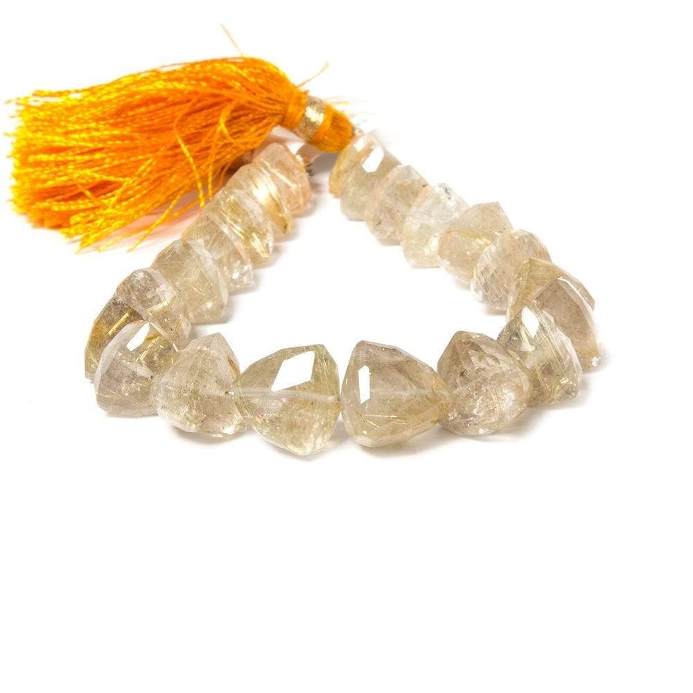8-12mm Rutilated Quartz Faceted Trillion 8 inch 21 pieces