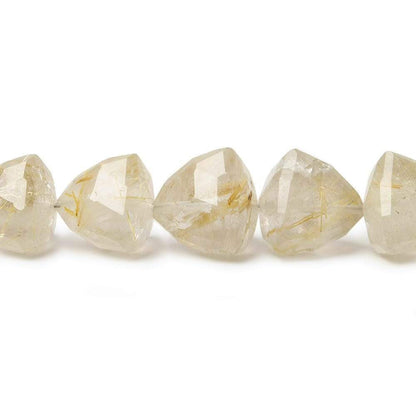 8-12mm Rutilated Quartz Faceted Trillion 8 inch 21 pieces