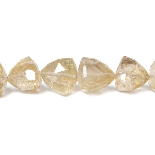 8-12mm Rutilated Quartz Faceted Trillion 8 inch 21 pieces