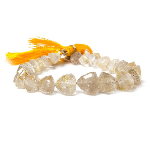 8-12mm Rutilated Quartz Straight Drilled Faceted Trillions 8.25 inch 23pcs