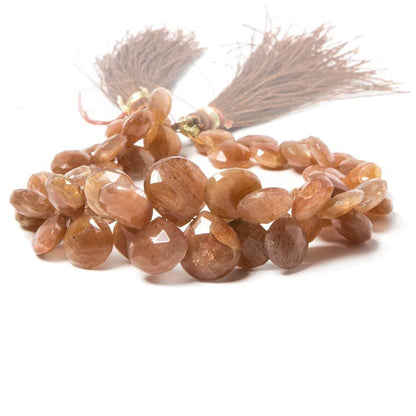 8-12mm Sunstone Faceted Heart Beads 8 inch 52 pieces