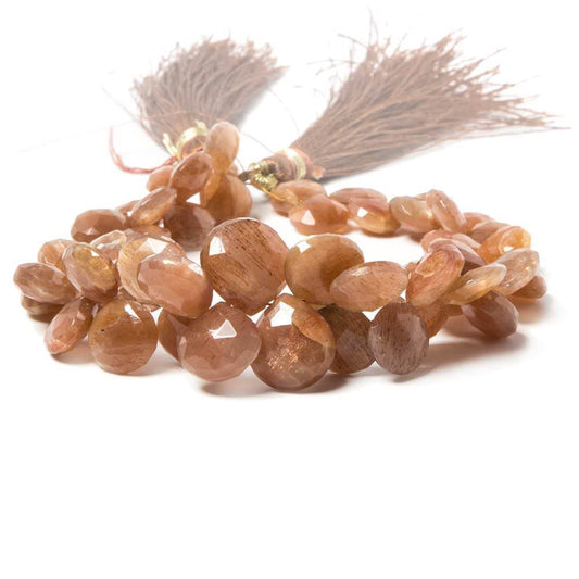 8-12mm Sunstone Faceted Heart Beads 8 inch 52 pieces