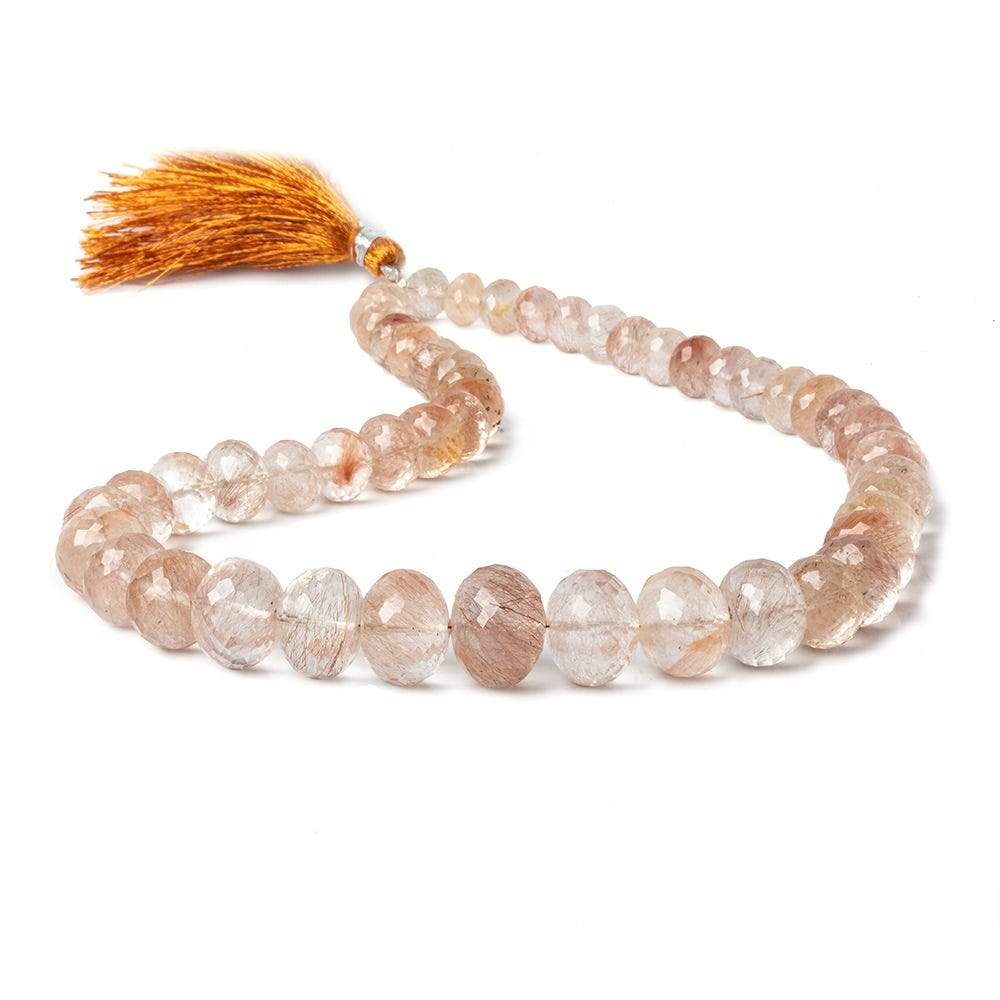 8-13.5mm Copper Rutilated Quartz faceted rondelles 16 inch 51 beads AA