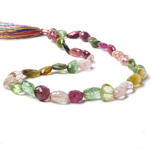 8-13mm Afghani Tourmaline Faceted Nugget Beads 15 inch 37 pieces