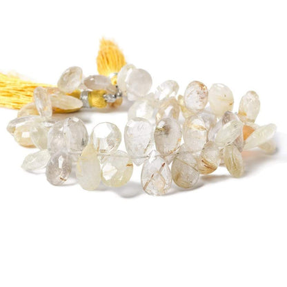 8-13mm Golden Rutilated Quartz faceted pear Beads 8 inch 41 pieces