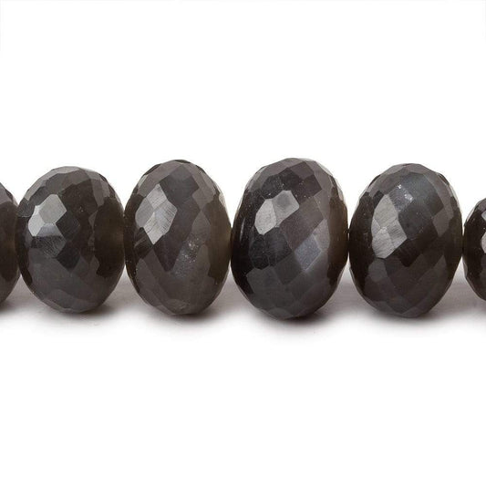 8-13mm Platinum Grey Moonstone faceted rondelles 15 inch 58 beads AA