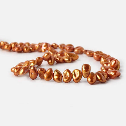 8-13mm Pumpkin Orange Keshi Top Drilled Freshwater Pearls 15.5 inch 75 Beads