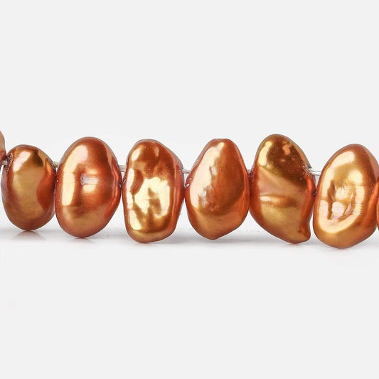 8-13mm Pumpkin Orange Keshi Top Drilled Freshwater Pearls 15.5 inch 75 Beads