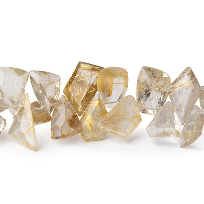 8-13mm Rutilated Quartz Pavilion Faceted Fancy beads 8 inch 56 pieces AA