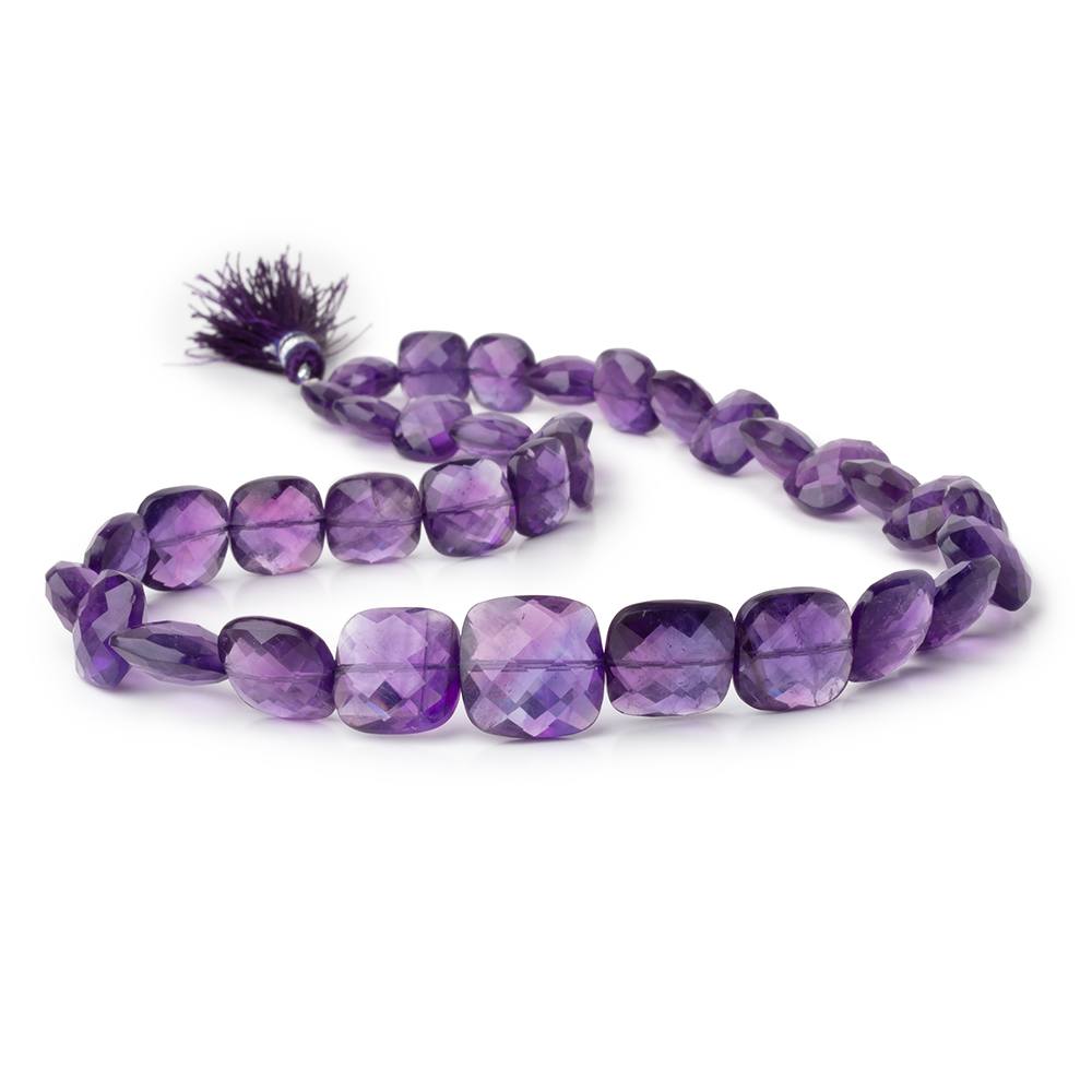 8-14mm Amethyst Faceted Cushion Beads 16 inch 35 pieces
