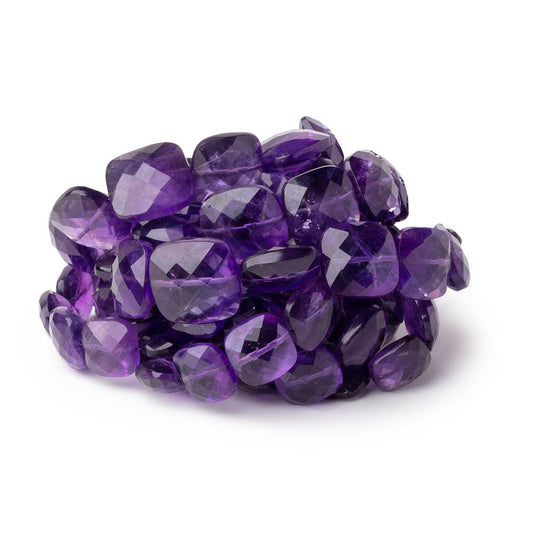 8-14mm Amethyst Faceted Cushion Beads 16 inch 35 pieces