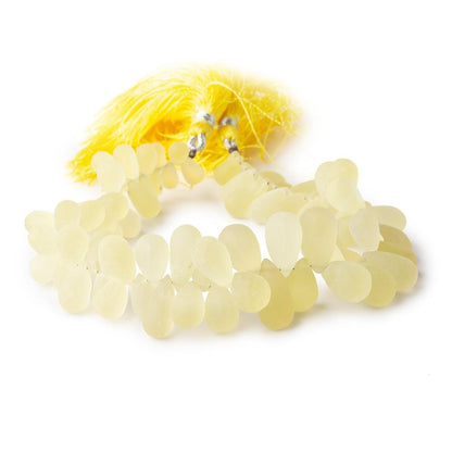 8-14mm Frosted Lemon Quartz Plain Tear Drop Beads 8 inch 74 pieces
