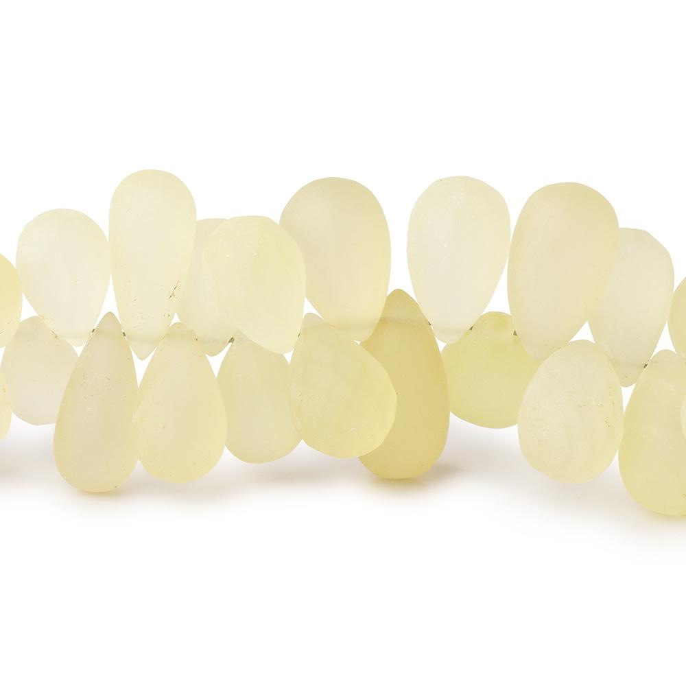 8-14mm Frosted Lemon Quartz Plain Tear Drop Beads 8 inch 74 pieces