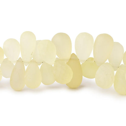 8-14mm Frosted Lemon Quartz Plain Tear Drop Beads 8 inch 74 pieces