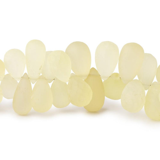 8-14mm Frosted Lemon Quartz Plain Tear Drop Beads 8 inch 74 pieces