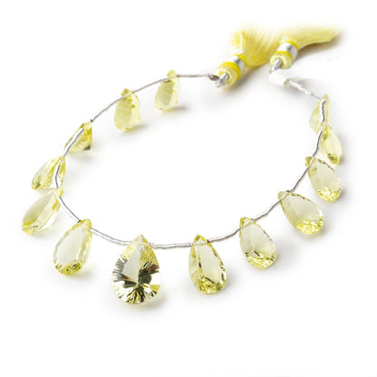 8-14mm Lemon Quartz Concave Faceted Pear Beads 6.5 inch 13 pieces