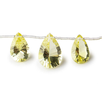 8-14mm Lemon Quartz Concave Faceted Pear Beads 6.5 inch 13 pieces