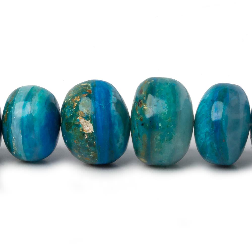 8-14mm Peruvian Blue Opal plain rondelle beads 20 inch 70 pieces A