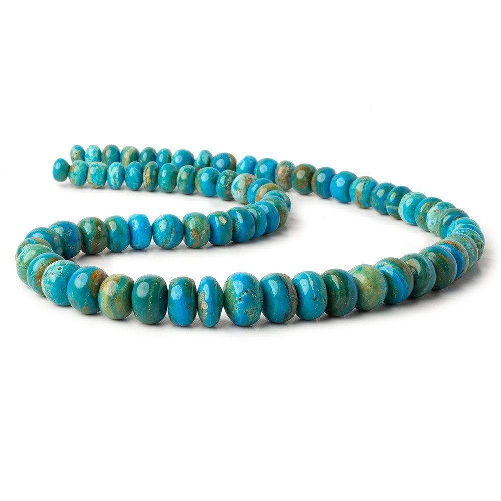 8-14mm Peruvian Blue Opal plain rondelle beads 20 inch 70 pieces A