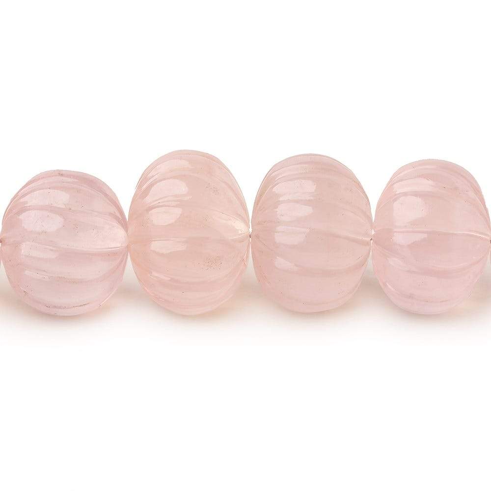 8-14mm Rose Quartz hand carved Melon rondelles 15 inch 61 beads