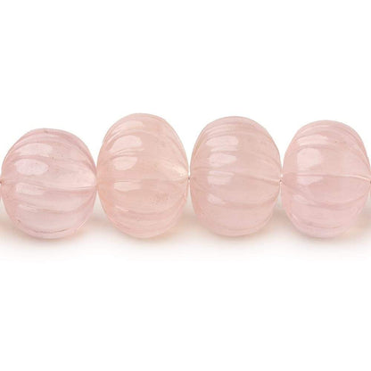 8-14mm Rose Quartz hand carved Melon rondelles 15 inch 61 beads