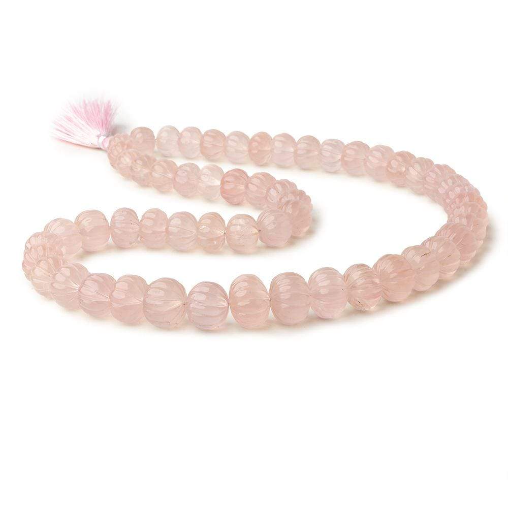 8-14mm Rose Quartz hand carved Melon rondelles 15 inch 61 beads