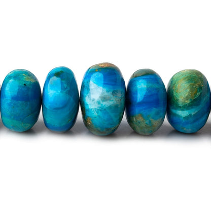 8-15.5mm Peruvian Blue Opalina plain rondelles 17.5 inch 64 beads AAA